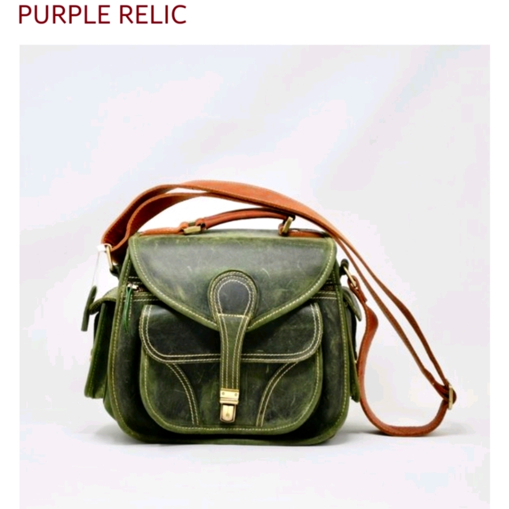 Purple relic camera leather bag